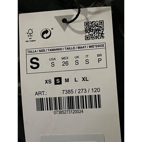 Zara Deep Green Marble Print Mesh Ruched BodyCon Strapless Mini Dress Size Small - Picture 7 of 10